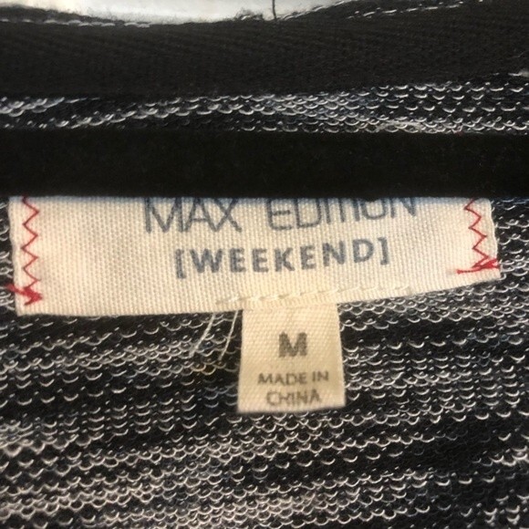 MAX EDITION Weekend Medium Belted Vest Black White Drawstring Waist Marled Knit - Picture 4 of 7